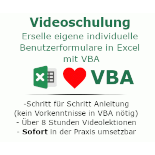 Benutzerformulare mit Excel in VBA kaufen